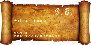 Velner Bence névjegykártya